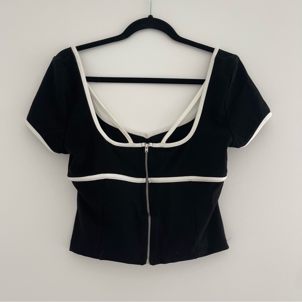 Anthropologie Maeve Ponte Top in Black and White - Picture 4 of 5